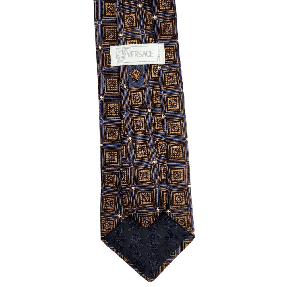 Versace Patterned Brown Silk Tie - image 2